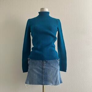 Vintage LEE blue knit turtle neck long sleeve sweater top
